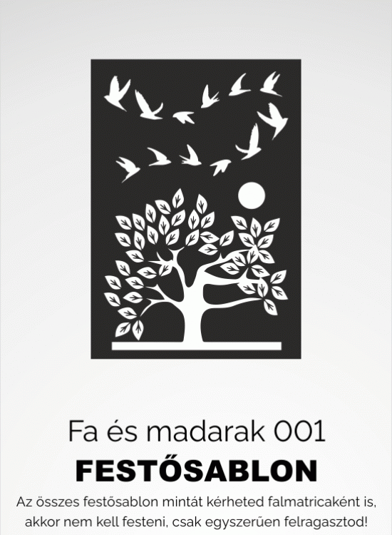 Fa és madarak festősablon, stencil